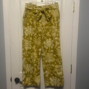 SPARTINA 449 Lawton Social Green Linen Crop Pants Size 10
